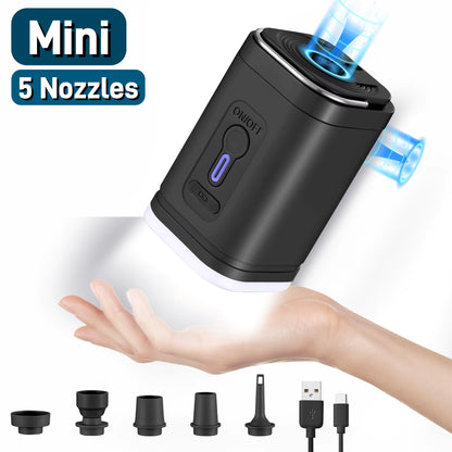 Mini Portable Air Pump with 1300Mah Battery USB Rechargeable to Inflate Deflate for Pool Floats, Air Bed, Vacuum Storage Bags