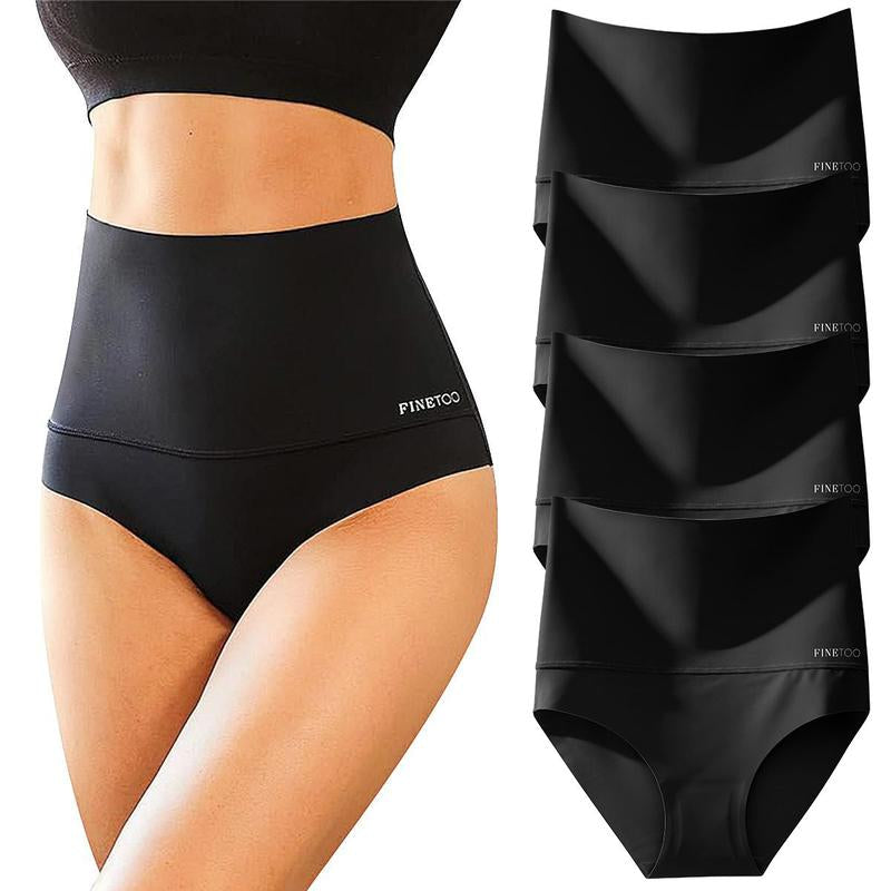 FINETOO Unite Store 4PCS Womenunderwear Spandex Bikini Seamless Panties High Waisted Nylon Brief Basic Lingerie S-3XL Fit Athletic Womenswear