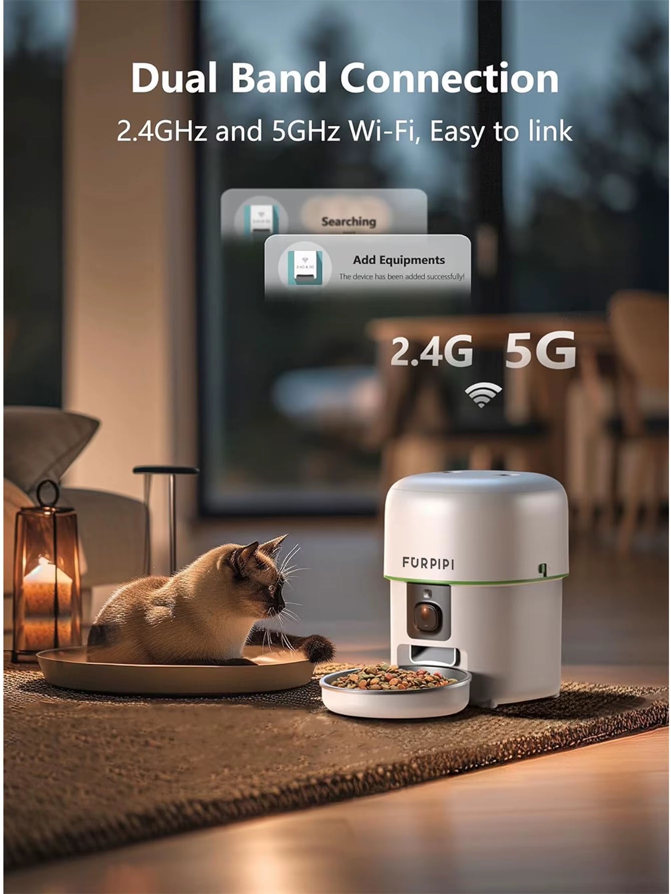 1080P HD Camera Automatic Cat Feeder with 5Gwifi Tuya Pet Cat Smart Food Kibble Dispenser Auto Feeder for Cats Dog Accessories