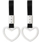 2 Pieces Heart Shaped Car Handle Straps Drift Charm Rear Bumper Warning Ring Decor Subway Bus Broken for Interior(Light Pink)