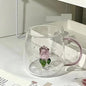 Pink Three-Dimensional Rose Red Wine Glass Art Wine Glass Wine Cup Liqueur Glass Couple Wedding Glass Cup Home Goblet