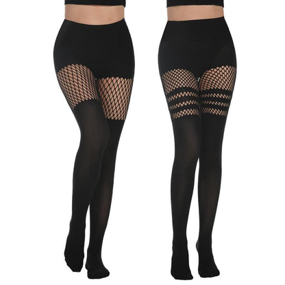 Mock Thigh High Stockings for Women Sexy Fishnet Tights Suspender Pantyhose 2 Pairs Leg Matching Tights