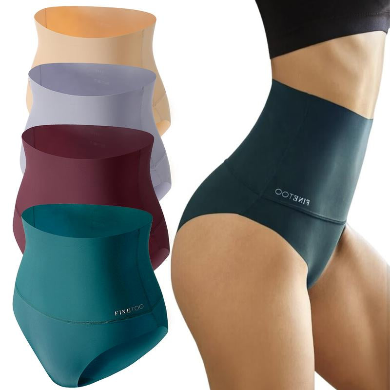 FINETOO Unite Store 4PCS Womenunderwear Spandex Bikini Seamless Panties High Waisted Nylon Brief Basic Lingerie S-3XL Fit Athletic Womenswear