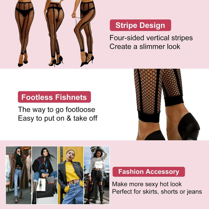 Mock Thigh High Stockings for Women Sexy Fishnet Tights Suspender Pantyhose 2 Pairs Leg Matching Tights