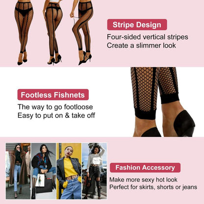 Mock Thigh High Stockings for Women Sexy Fishnet Tights Suspender Pantyhose 2 Pairs Leg Matching Tights