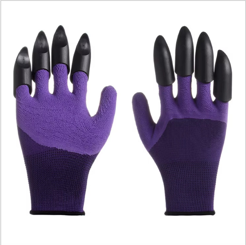 ABS Plastic Garden Rubber Gloves, Gardening Digging Planting, Durable, Waterproof Work Glove, 4 or 8 Hand Claw