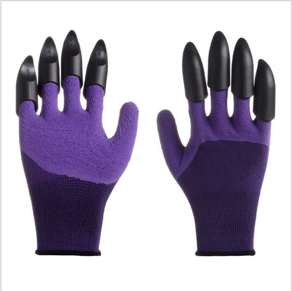 ABS Plastic Garden Rubber Gloves, Gardening Digging Planting, Durable, Waterproof Work Glove, 4 or 8 Hand Claw