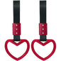 2 Pieces Heart Shaped Car Handle Straps Drift Charm Rear Bumper Warning Ring Decor Subway Bus Broken for Interior(Light Pink)