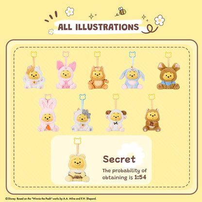 Disney Winnie the Pooh Collection Naughty Team Vinyl Plush Pendant Box - Super Cute Plush Pendants and Surrounding Doll Figurines Are Suitable as Gifts for Girls