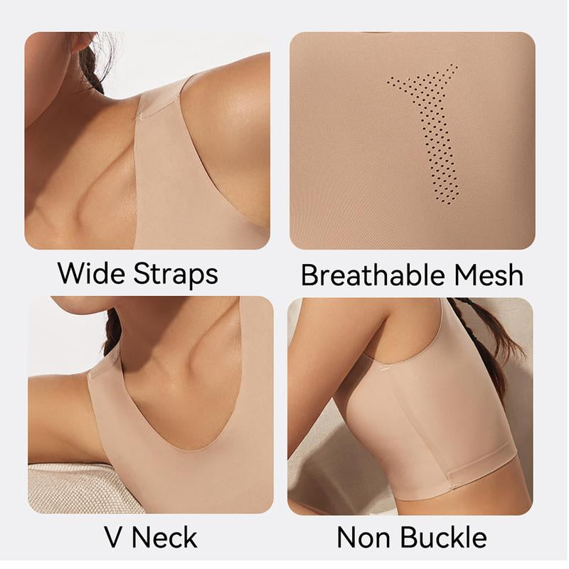 [JANEST Seamless Padded Bra] Super Flat Minimizer Bra Sports Bra Breathable Comfortable Daily Sportswear Top for Yoga Women'S Wireless Bralette