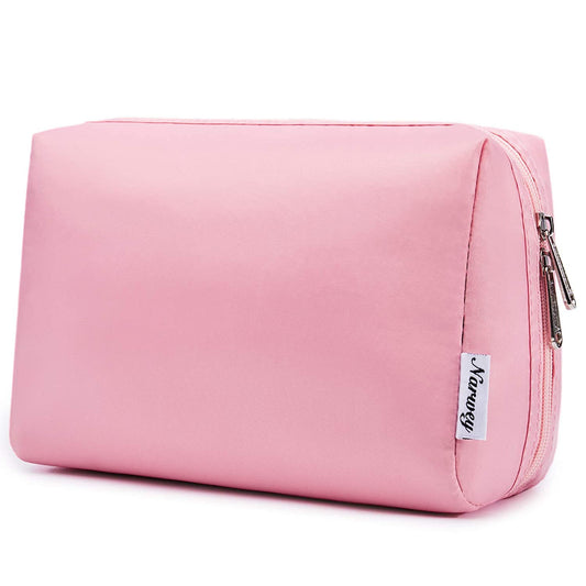 Cute Makeup Bag Travel Cosmetic Bag Organizer Toiletry Bag Make up Bags with Compartments for Women Girls (Large, Pink)