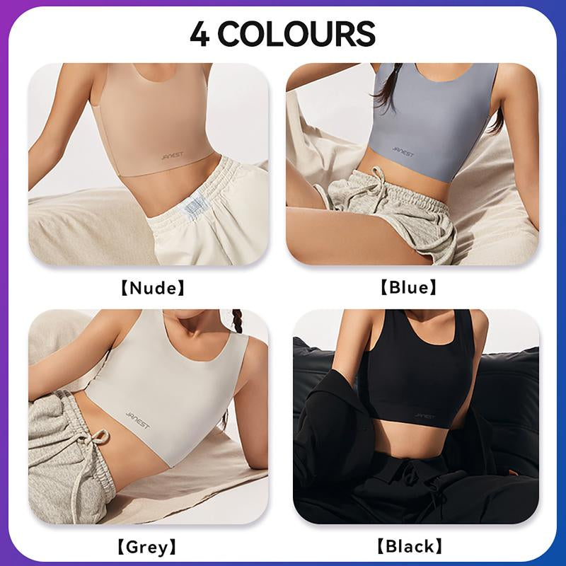 [JANEST Seamless Padded Bra] Super Flat Minimizer Bra Sports Bra Breathable Comfortable Daily Sportswear Top for Yoga Women'S Wireless Bralette