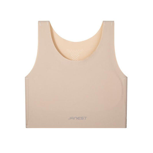 [JANEST Seamless Padded Bra] Super Flat Minimizer Bra Sports Bra Breathable Comfortable Daily Sportswear Top for Yoga Women'S Wireless Bralette
