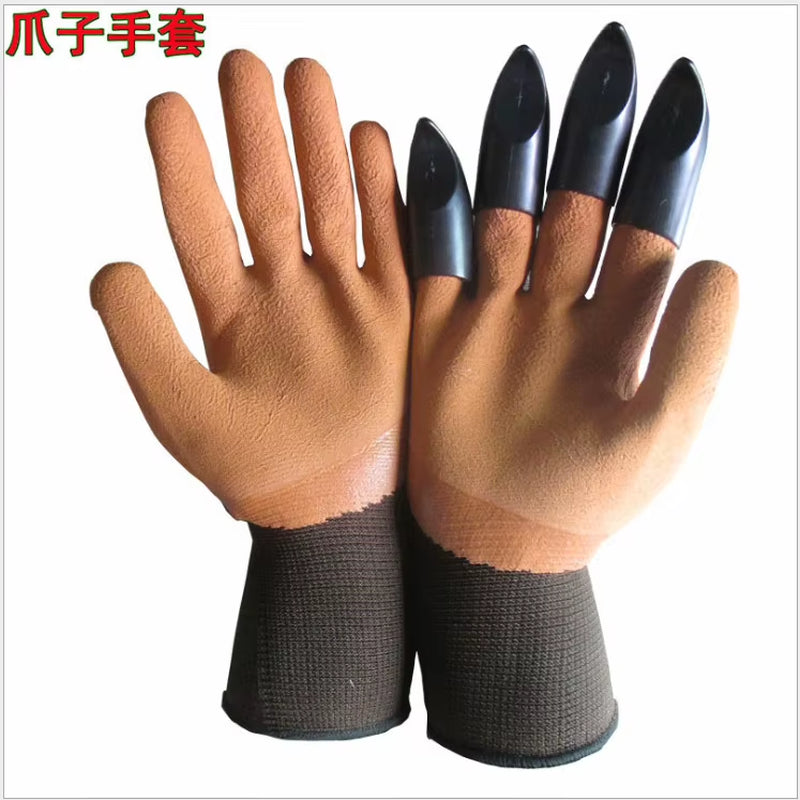 ABS Plastic Garden Rubber Gloves, Gardening Digging Planting, Durable, Waterproof Work Glove, 4 or 8 Hand Claw