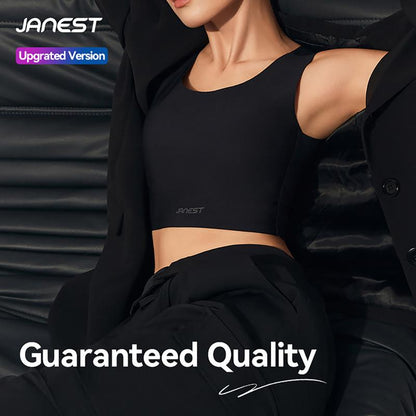 [JANEST Seamless Padded Bra] Super Flat Minimizer Bra Sports Bra Breathable Comfortable Daily Sportswear Top for Yoga Women'S Wireless Bralette