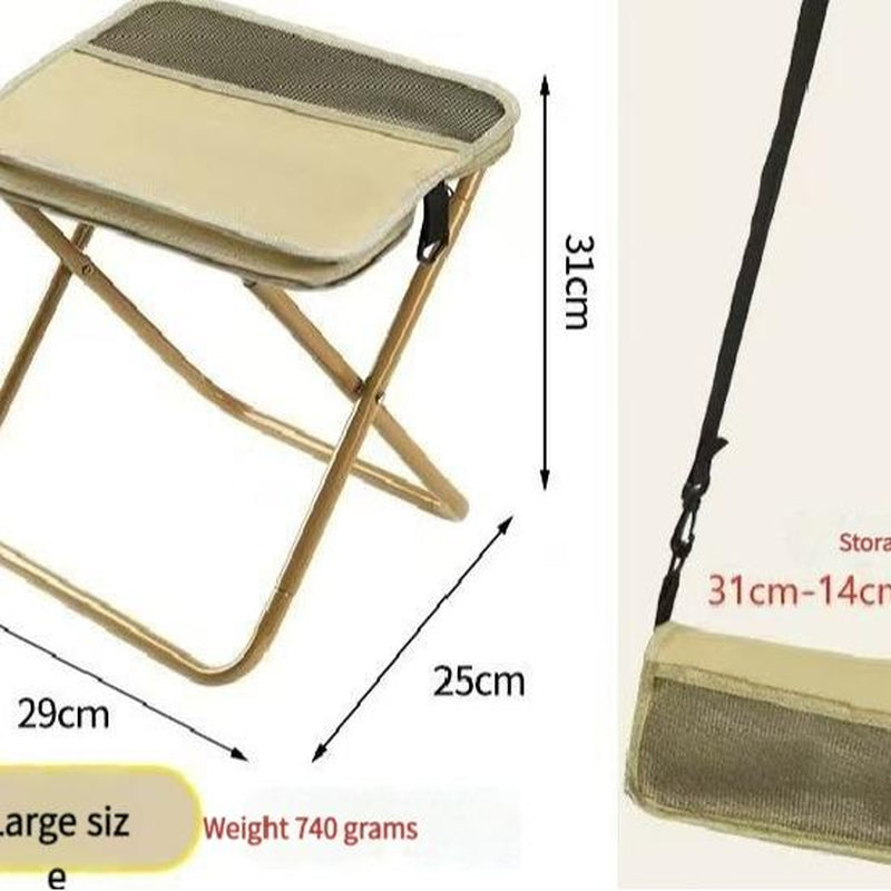Mountaineering and Hiking Portable Stool, 1.5 Lbs Ultra Light, Foldable Stool with Carry Bag, Aluminum Alloy Bracket, Hold up to 500 LBS, Outdoor Chair with Pocket, Travel, BBQ, Fishing, Beach, Picnic, Camping, Queuing