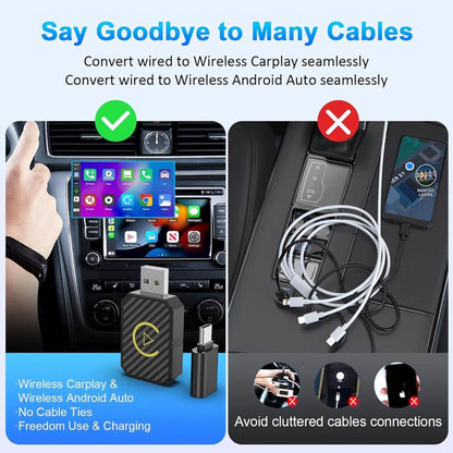 【Yurnlv】 Wireless Apple Carplay Adapter for Factory Wired Cars from 2016 Onwards - 2-In-1 Wireless Carplay & Android Auto Adapter Easier Connectivity Compatibility Stable, Faster, Automotive