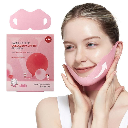 Camellia Deep Collagen Chin Lifting Gel Mask, Double Chin Reducer, Defined Jawline Shaper, Hydrating Firming Brightening Cosmetic Lifting Jeju Camellia Ingredients Skin Repair