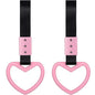 2 Pieces Heart Shaped Car Handle Straps Drift Charm Rear Bumper Warning Ring Decor Subway Bus Broken for Interior(Light Pink)