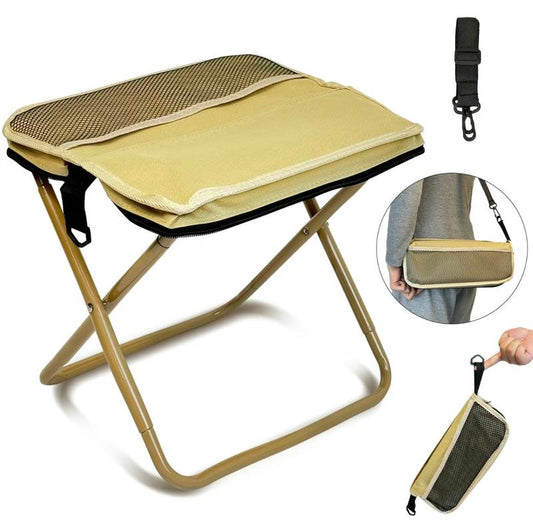 Mountaineering and Hiking Portable Stool, 1.5 Lbs Ultra Light, Foldable Stool with Carry Bag, Aluminum Alloy Bracket, Hold up to 500 LBS, Outdoor Chair with Pocket, Travel, BBQ, Fishing, Beach, Picnic, Camping, Queuing