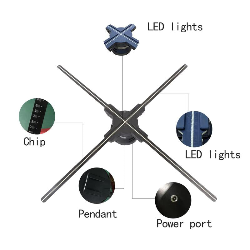 Eclat 3D Hologram LED Fan Projector, Wi-Fi App Control, HD Holographic Display for Christmas Halloween, Events Advertising, LED Visuals, High Definition