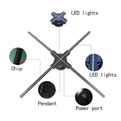Eclat 3D Hologram LED Fan Projector, Wi-Fi App Control, HD Holographic Display for Christmas Halloween, Events Advertising, LED Visuals, High Definition