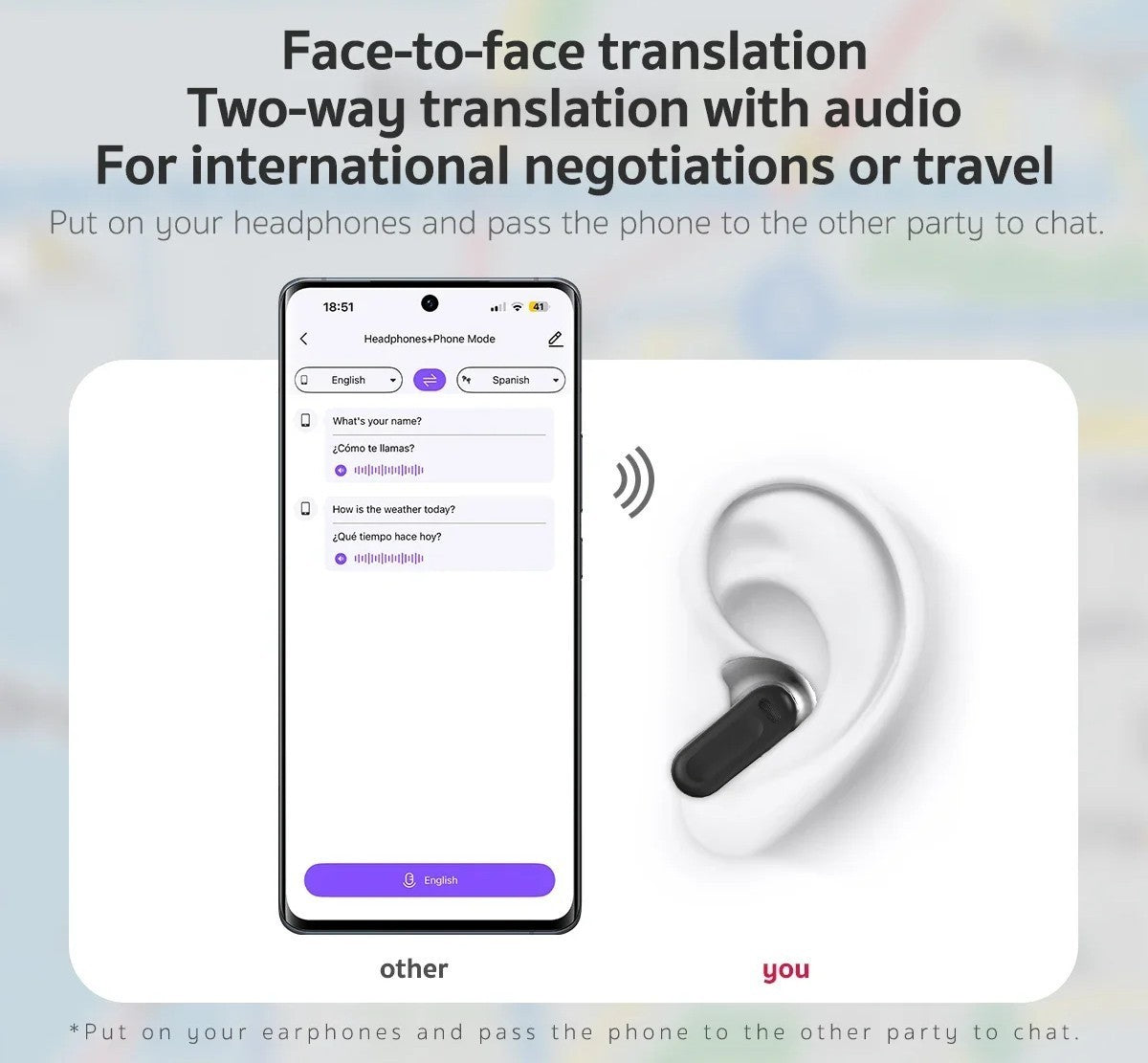 【HTC NE20】Bluetooth V6.0 Earphones AI Translator Earbuds OWS LCD Touch Screen Sport Wireless Headphones HD Stereo Sound Longlife